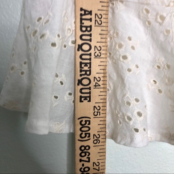 Olivaceous Eyelet Lace Mini Dress Sleeveless Ruffle - Picture 13 of 15